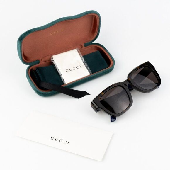NEW Gucci GG1670SK 002 Havana Blue Grey Unisex Square Sunglasses GG 1670SK - Picture 9 of 10